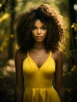 afrikansk svart kvinna porträtt, söt flicka stock Foto bakgrund, generativ ai