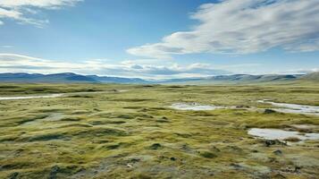 naturskön arktisk tundra omfattande ai genererad foto