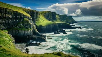 irländsk klippig kust irland ai genererad foto