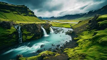 skandinavien vibrerande isländsk fjordar ai genererad foto