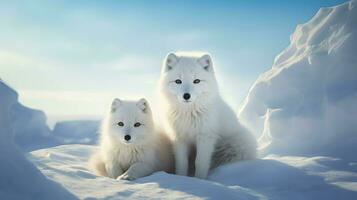 vinter- polär rävar söt ai genererad foto
