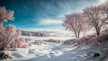 vinter- Plats av snö. ai genererad foto