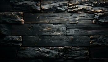 rustik elegans - gammal trä textur detaljer med bränd finputsning på en svart texturerad bakgrund. generativ ai, foto