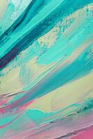 närbild av abstrakt grov färgrik konst målning textur, med olja penseldrag, lastpall kniv måla på duk, komplementär färger. foto