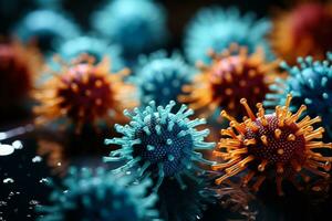 mikroskopisk perspektiv av invecklad virus strukturer i vetenskaplig studie foto