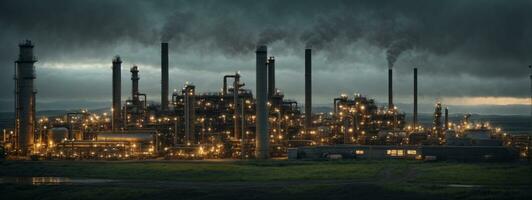 fabrik - olja och gas industri. ai genererad foto