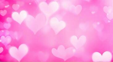 rosa hjärtan bokeh bakgrund, valentine dag suddig ljus. ai generativ foto