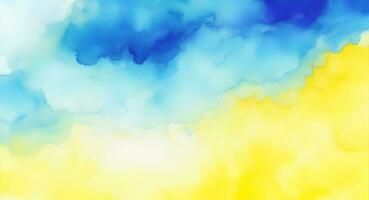 gul blå abstrakt vattenfärg. färgrik konst bakgrund med Plats för design. ai generativ foto