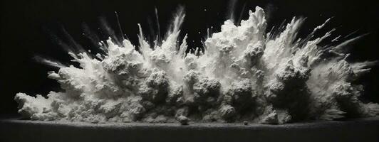 abstrakt vit pulver explosion isolerat på svart bakgrund.. ai genererad foto