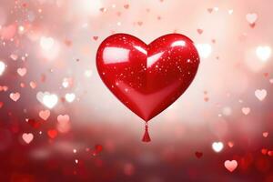 röd hjärta luft ballong bakgrund med glitter former design begrepp för Semester valentine dag födelsedag fest röd foto