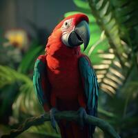 porträtt av en ara papegoja ai genererad foto