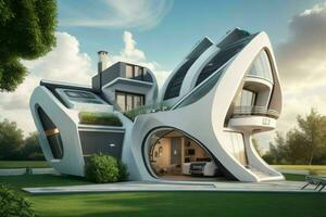 hus i trendig futurism stil. proffs Foto