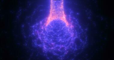 abstrakt lila tunnel virvlande från partiklar och prickar av lysande ljus trogen hi-tech bakgrund foto