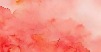 röd orange vattenfärg på papper. abstrakt bakgrund. korall Färg. ai generativ foto