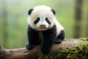 kelig söt bebis panda. generera ai foto