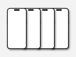 uppsättning av fyra telefon 14 proffs attrapp skärm på de tom vit bakgrund för din design foto