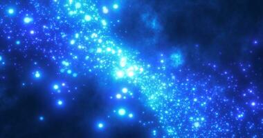 abstrakt blå energi partiklar och vågor magisk ljus lysande trogen hi-tech med fläck effekt och bokeh bakgrund foto