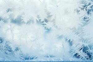 utveckla frost mönster på vinter- fönsterpaneler bakgrund med tömma Plats för text foto