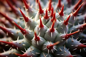 extrem stänga Posten avslöjande unik texturer och mönster av öken- kaktusar foto