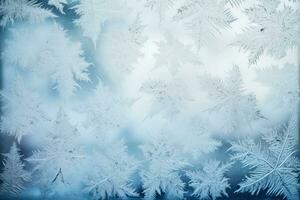 utveckla frost mönster på vinter- fönsterpaneler bakgrund med tömma Plats för text foto