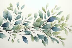 gren med grön löv på vit bakgrund, skapas med generativ ai foto