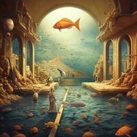 psychedelic affisch, surrealism. ai genererad foto