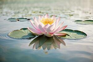 zen blomma lotus i vatten. ai genererad foto