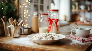 jul bakning, högtider recept och Hem matlagning, Semester bakar, Ingredienser och förberedelse i engelsk Land stuga kök, hemlagad mat och kokbok foto