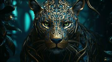 jaguar hypnotisör, digital konst illustration, generativ ai foto