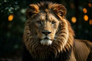 lejon kung isolerat på svart. ai genererad foto