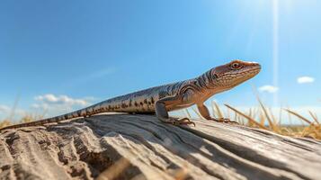 Foto av en skink under blå himmel. generativ ai