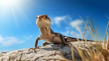 Foto av en skink under blå himmel. generativ ai