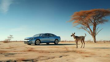 Foto av en impala under blå himmel. generativ ai