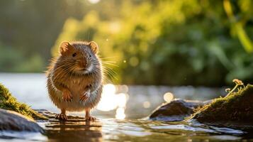 närbild Foto av en sork ser i deras livsmiljö. generativ ai