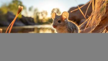 närbild Foto av en taggig mus ser i deras livsmiljö. generativ ai
