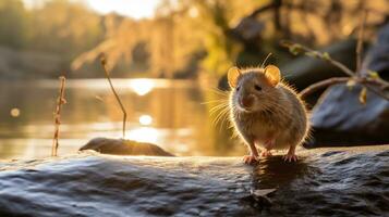 närbild Foto av en mus ser i deras livsmiljö. generativ ai