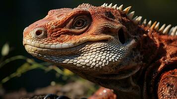 närbild Foto av en komodo drake ser i deras livsmiljö. generativ ai