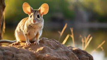 närbild Foto av en jerboa ser i deras livsmiljö. generativ ai