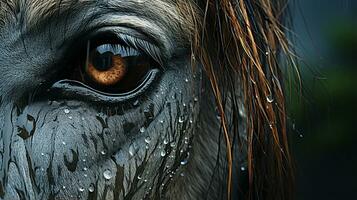 närbild Foto av en häst ser några riktning. generativ ai
