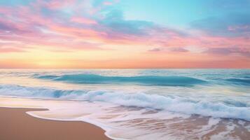 målning av en solnedgång över de hav. generativ ai foto