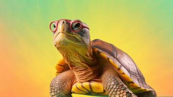 generativ ai, Häftigt sköldpadda eleganta nyanser på en pastell lekplats foto
