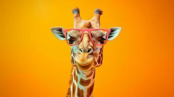 generativ ai, giraff i nyanser en solig safari stylista foto