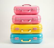 en grupp av färgrik resväskor isolerat foto