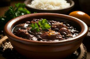 feijoada brasiliansk mat. generera ai foto