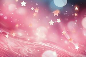 magisk stjärnor tindra mot ett eterisk bakgrund i lugnande mjuk rosa toner ai genererad foto