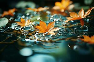 naturer dansa rör på sig löv skapa fascinerande vatten krusningar ai genererad foto