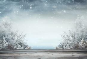 trä- trä styrelse och snö bakgrund foto
