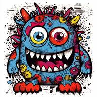 illustration av Lycklig monster klotter stil foto
