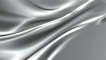 abstrakt silver- lutning bakgrund. strömma krom flytande metall vågor. ai genererad foto