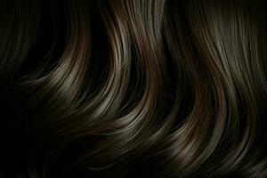 blänkande elegans textur av skinande, rik brunett hår utstrålar lyxig locka ai genererad foto